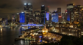City view from the bridge, Vivid Sydney 2014.
Picture James Horan
Image courtesy of Destination NSW.